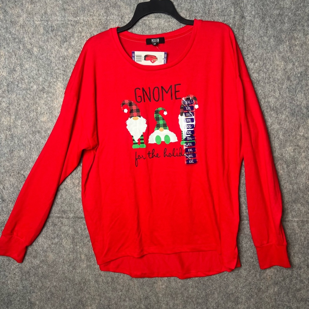 Modern Canvas Women's XXL Long Sleeve Split Side Seam Holiday Christmas T-Shirt‎